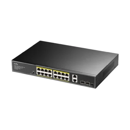 Cudy GS1018PS2 16-პორტიანი გიგაბიტიანი PoE+ სვიჩი 2 Uplink პორტით და 2 გიგაბიტიანი SFP სლოტით 200W